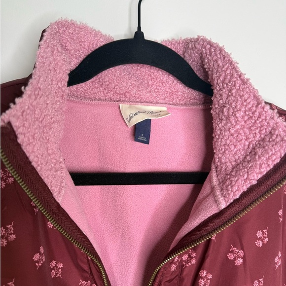 Universal Thread Pink Floral Colorblock Quarter-Zip Sherpa Pullover Jacket - Picture 3 of 10